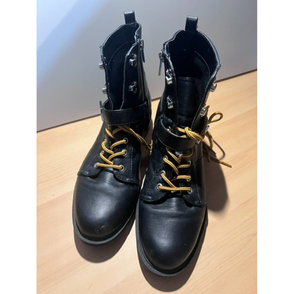 Calvin Klein Combat Boots Mens 11M Black KCGAVIN-R Buckle‎ Strap Lug Sole